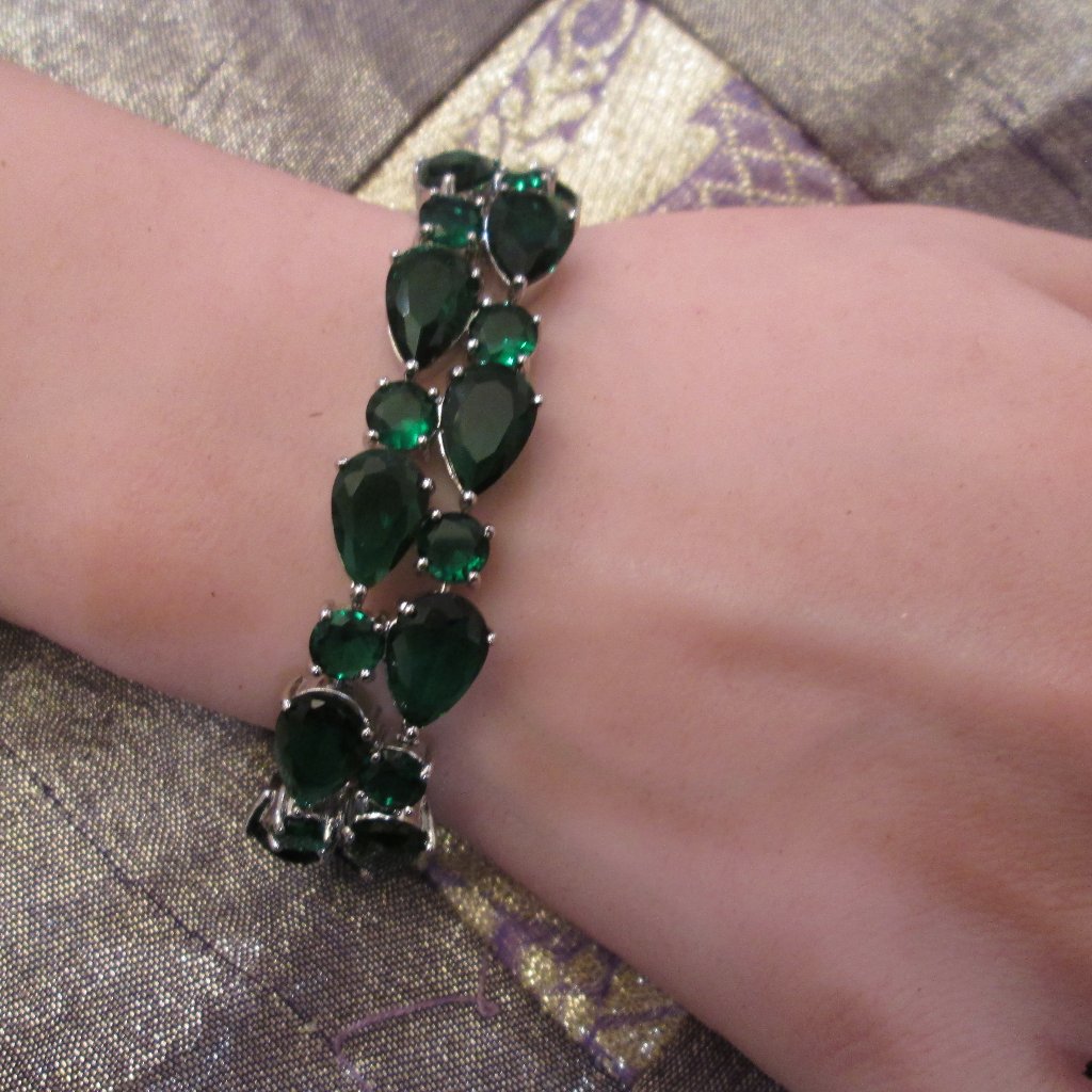 Emerald Jewelry Gem Stone 14k Rose Gold Filled Ladies Stunning Bracelet 79$